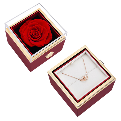 ETERNAL ROSE BOX - W/ENGRAVED NECKLACE & REAL ROSE.