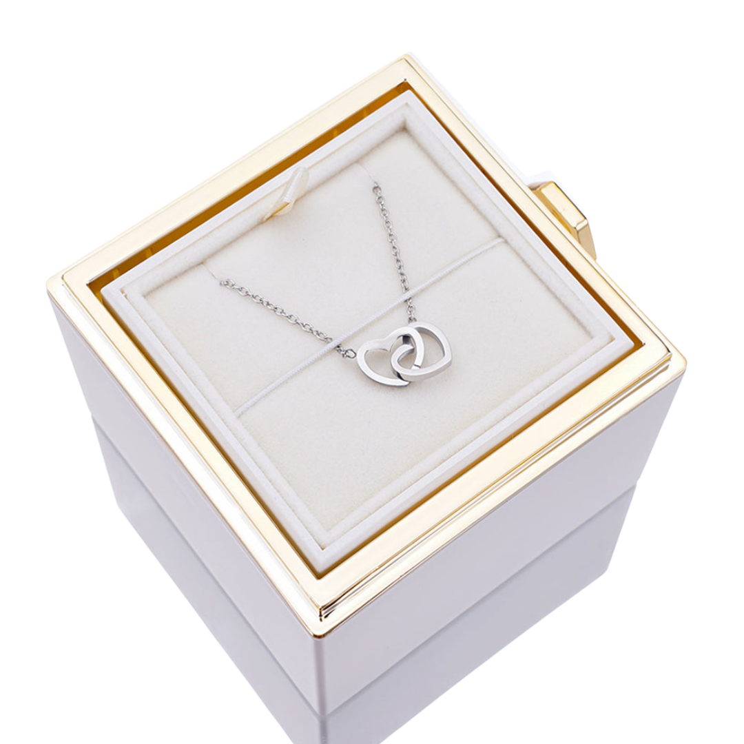 ETERNAL ROSE BOX - W/ENGRAVED NECKLACE & REAL ROSE.