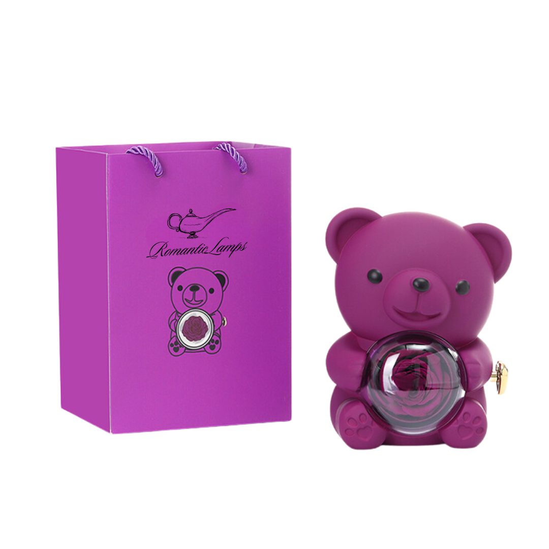 Eternal Rose Bear W/Engraved Necklace