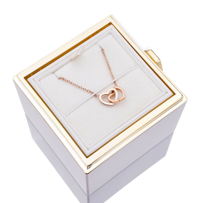 ETERNAL ROSE BOX - W/ENGRAVED NECKLACE & REAL ROSE.