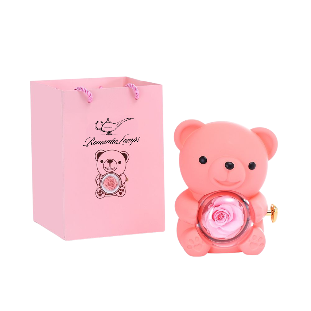 Eternal Rose Bear W/Engraved Necklace