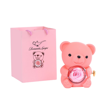 Eternal Rose Bear W/Engraved Necklace