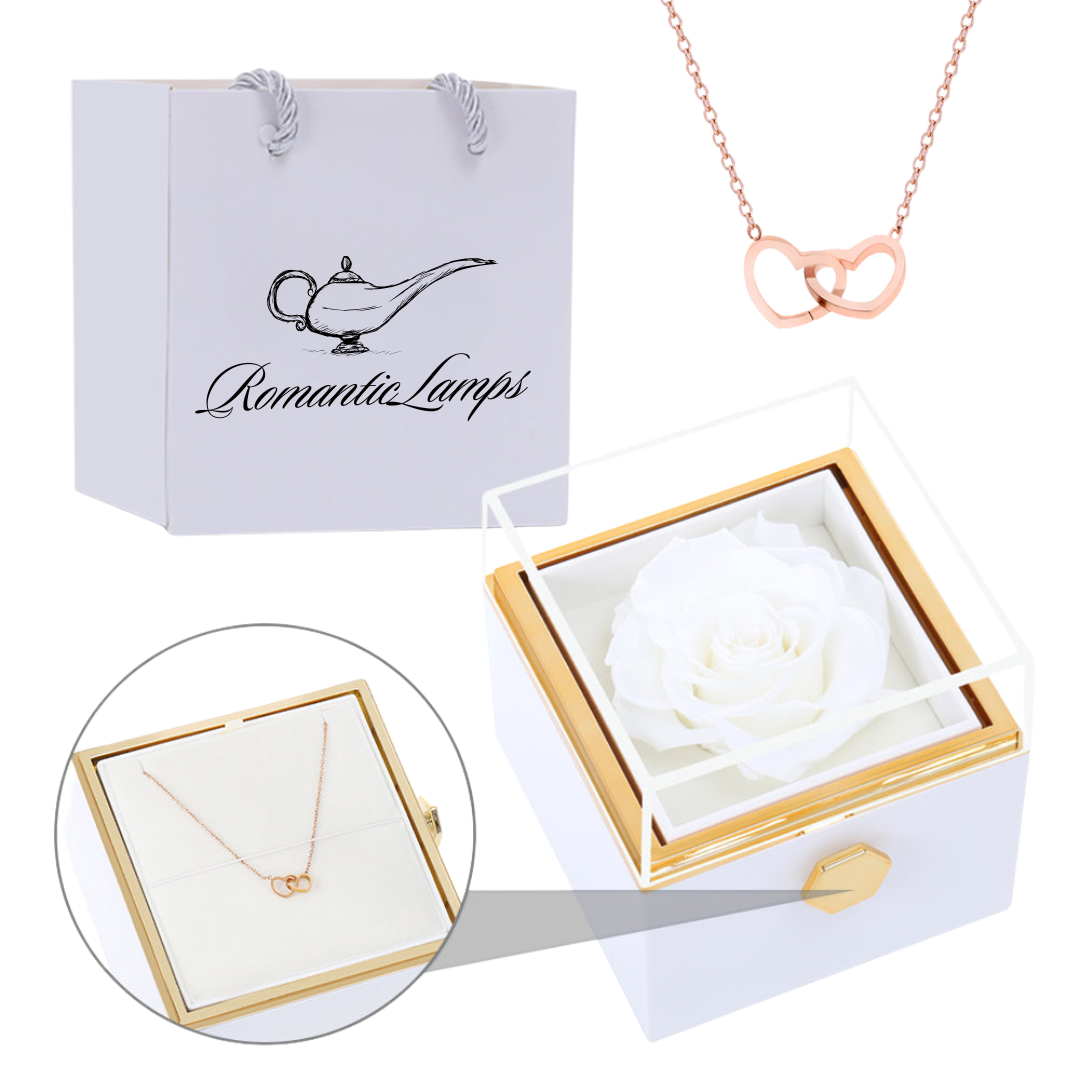 ETERNAL ROSE BOX - W/ENGRAVED NECKLACE & REAL ROSE.