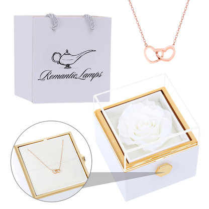 ETERNAL ROSE BOX - W/ENGRAVED NECKLACE & REAL ROSE.