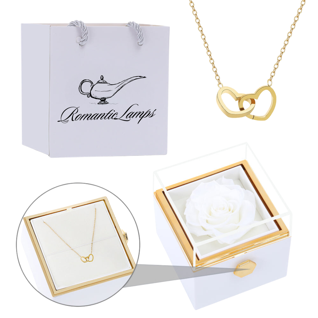 ETERNAL ROSE BOX - W/ENGRAVED NECKLACE & REAL ROSE.