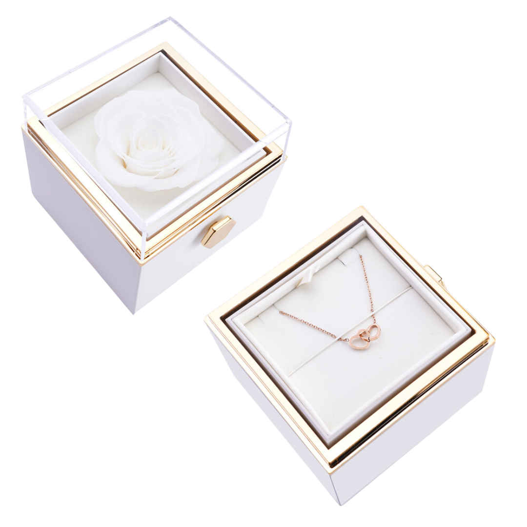 ETERNAL ROSE BOX - W/ENGRAVED NECKLACE & REAL ROSE.