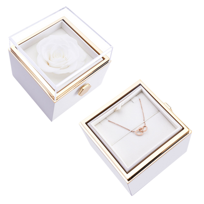 ETERNAL ROSE BOX - W/ENGRAVED NECKLACE & REAL ROSE.