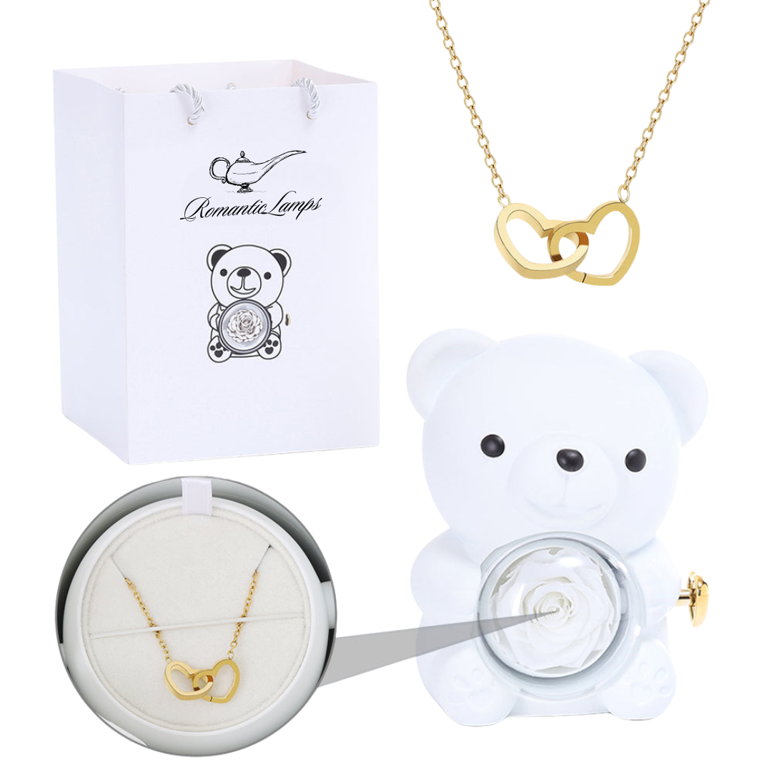 Eternal Rose Bear W/Engraved Necklace