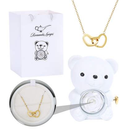 Eternal Rose Bear W/Engraved Necklace