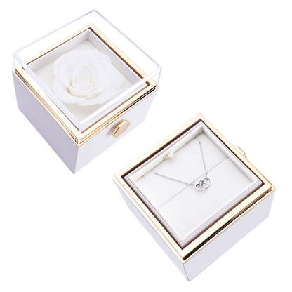 ETERNAL ROSE BOX - W/ENGRAVED NECKLACE & REAL ROSE.