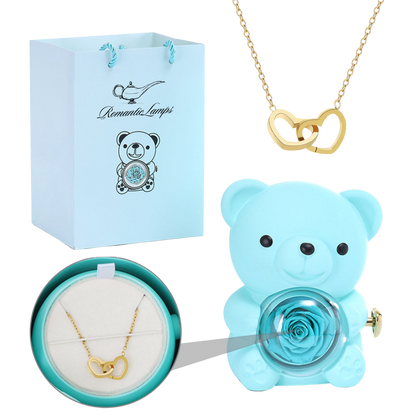 Eternal Rose Bear W/Engraved Necklace