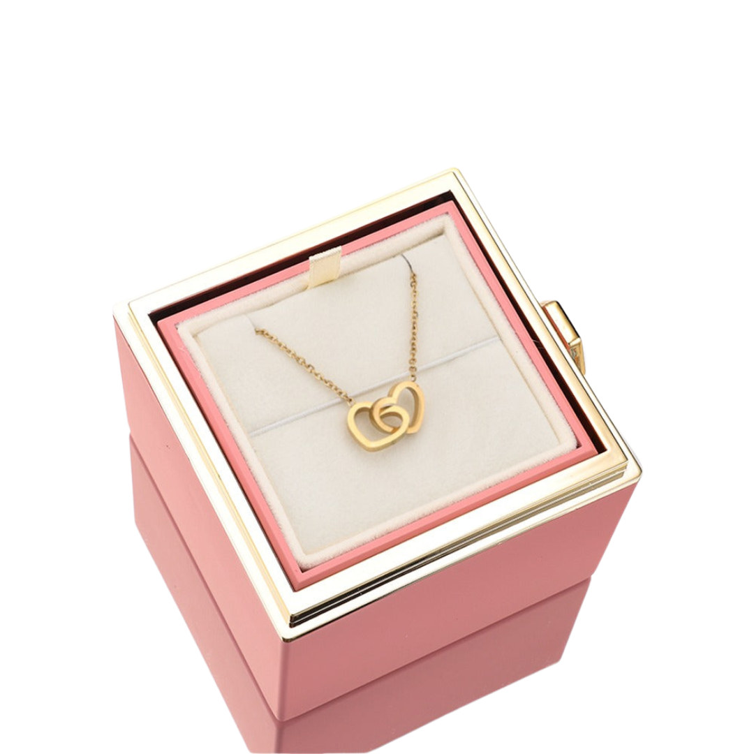 ETERNAL ROSE BOX - W/ENGRAVED NECKLACE & REAL ROSE.