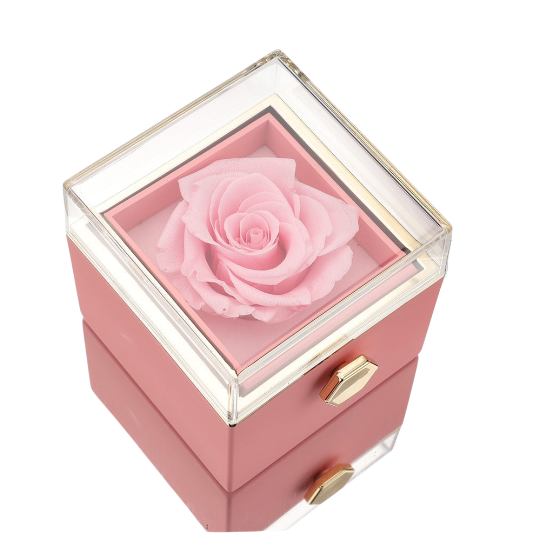 ETERNAL ROSE BOX - W/ENGRAVED NECKLACE & REAL ROSE.