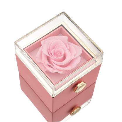 ETERNAL ROSE BOX - W/ENGRAVED NECKLACE & REAL ROSE.