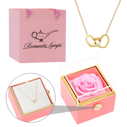 ETERNAL ROSE BOX - W/ENGRAVED NECKLACE & REAL ROSE.