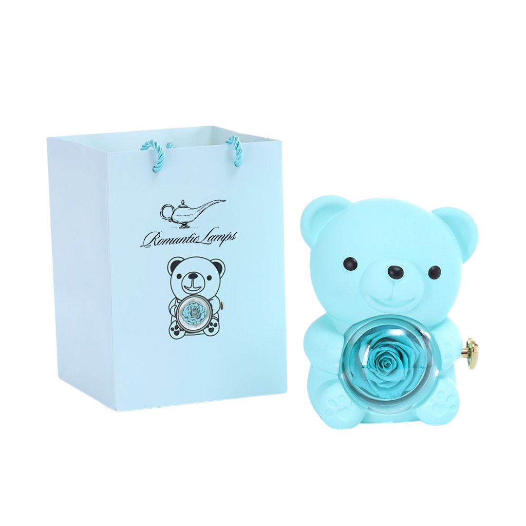 Eternal Rose Bear W/Engraved Necklace