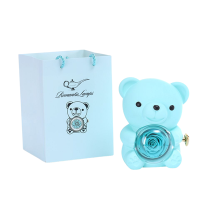 Eternal Rose Bear W/Engraved Necklace