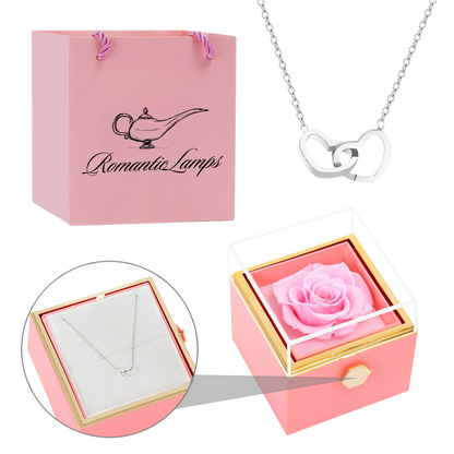 ETERNAL ROSE BOX - W/ENGRAVED NECKLACE & REAL ROSE.