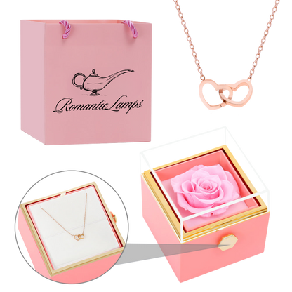 ETERNAL ROSE BOX - W/ENGRAVED NECKLACE & REAL ROSE.