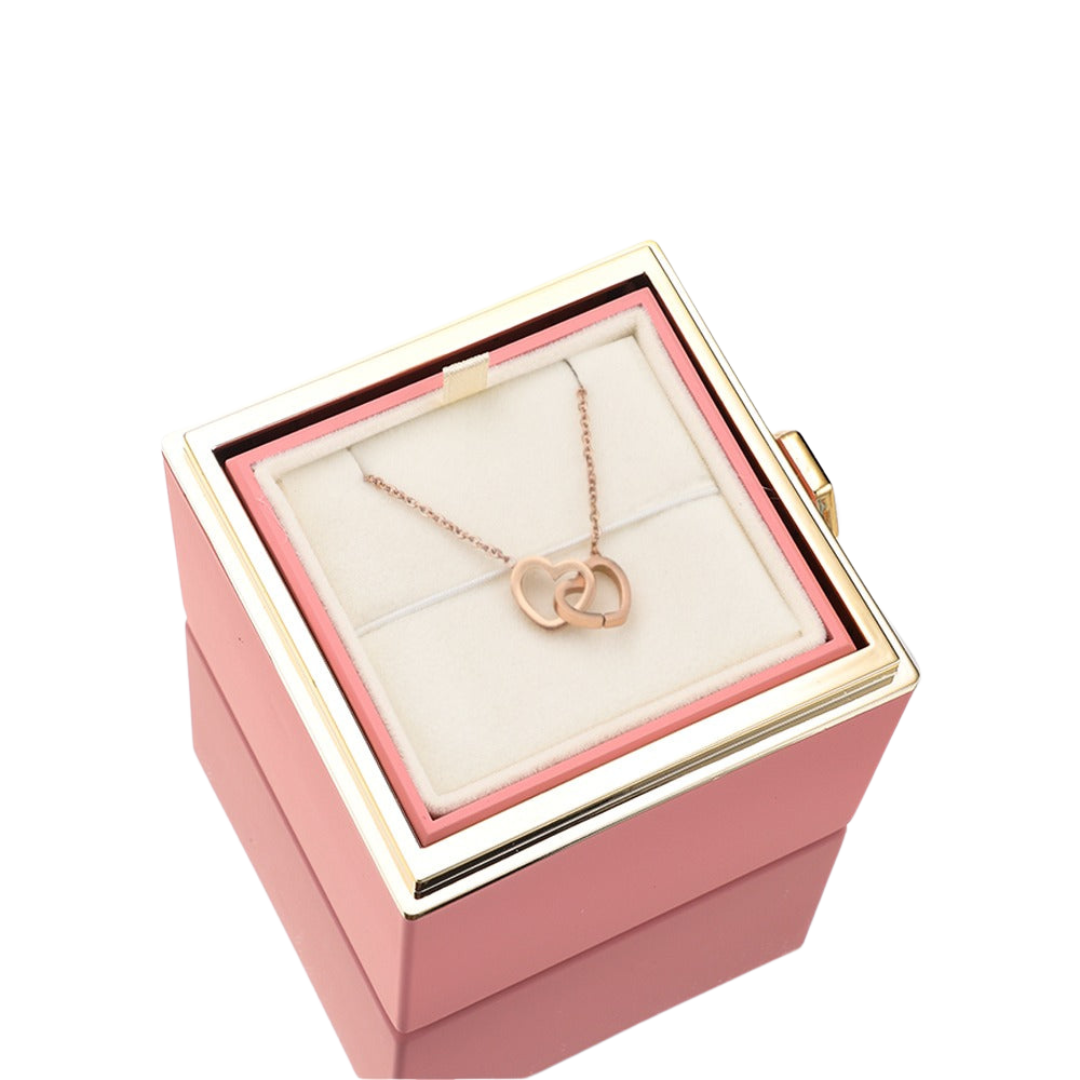 ETERNAL ROSE BOX - W/ENGRAVED NECKLACE & REAL ROSE.