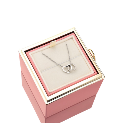 ETERNAL ROSE BOX - W/ENGRAVED NECKLACE & REAL ROSE.