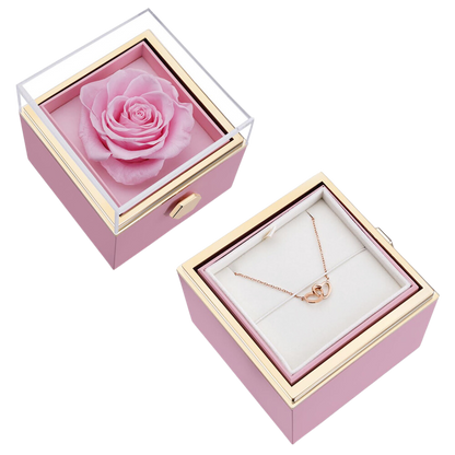 ETERNAL ROSE BOX - W/ENGRAVED NECKLACE & REAL ROSE.