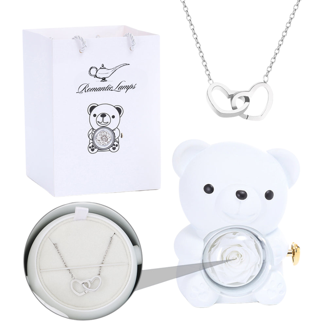 Eternal Rose Bear W/Engraved Necklace