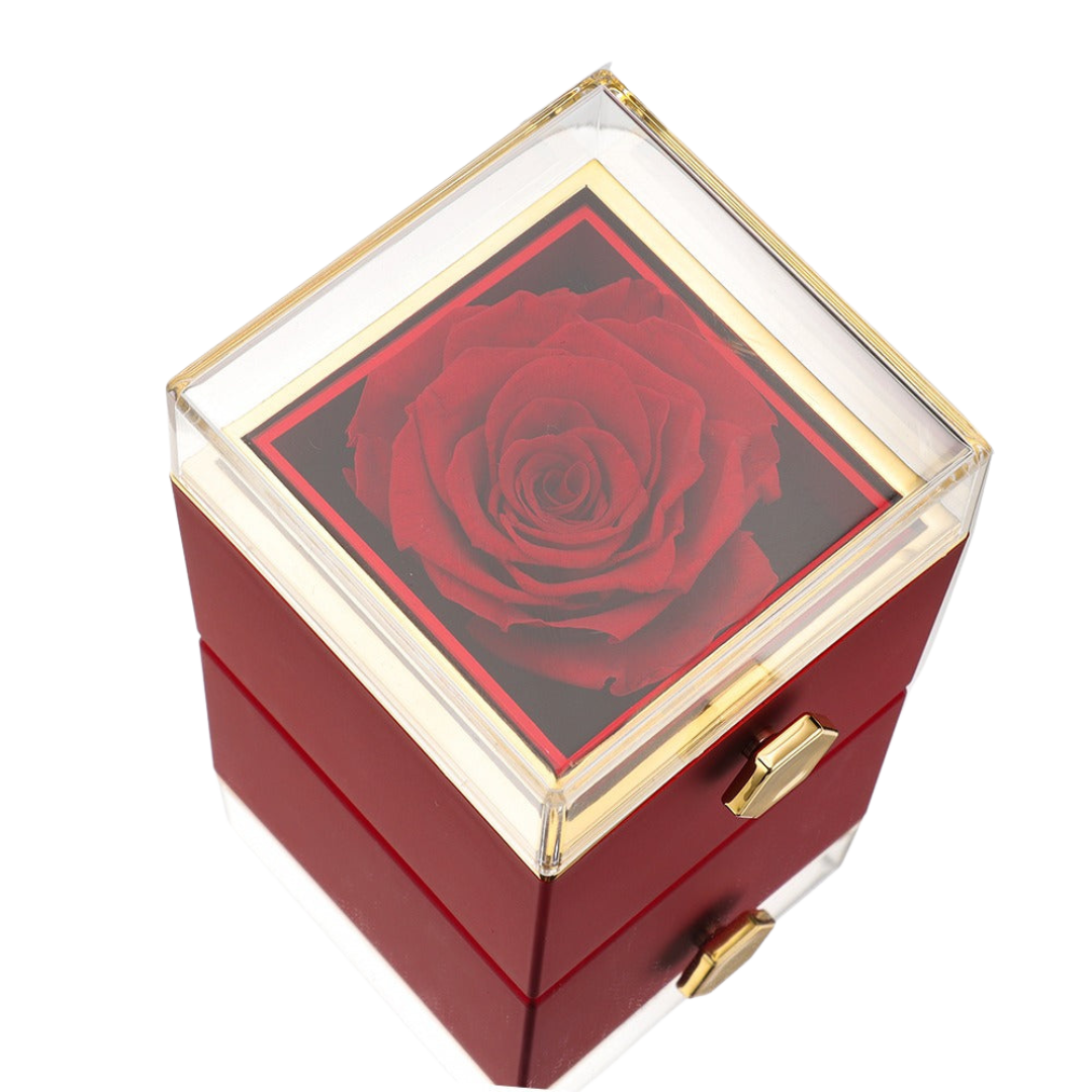 ETERNAL ROSE BOX - W/ENGRAVED NECKLACE & REAL ROSE.