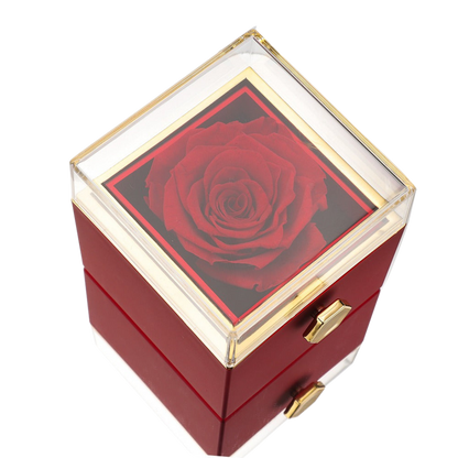 ETERNAL ROSE BOX - W/ENGRAVED NECKLACE & REAL ROSE.