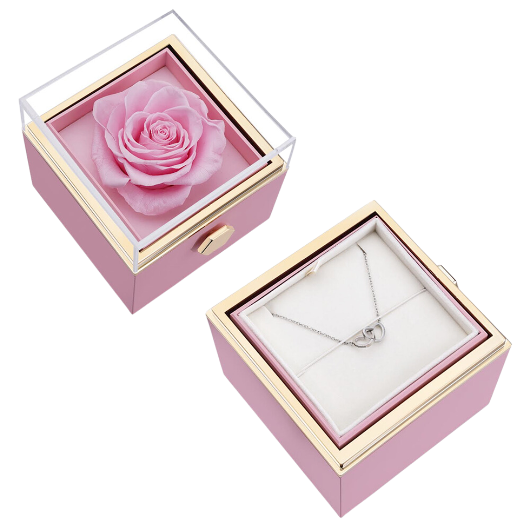 ETERNAL ROSE BOX - W/ENGRAVED NECKLACE & REAL ROSE.