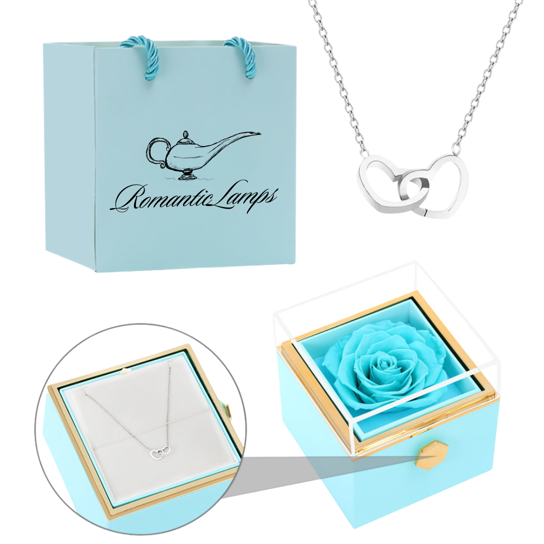 ETERNAL ROSE BOX - W/ENGRAVED NECKLACE & REAL ROSE.