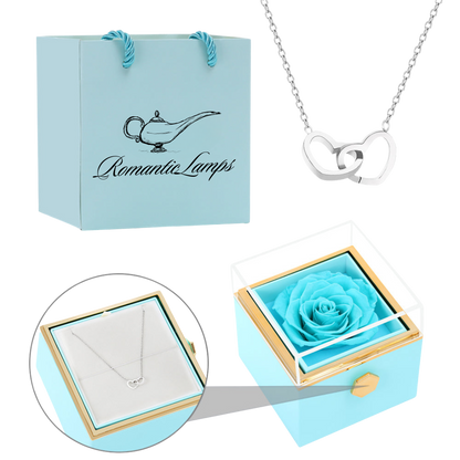 ETERNAL ROSE BOX - W/ENGRAVED NECKLACE & REAL ROSE.