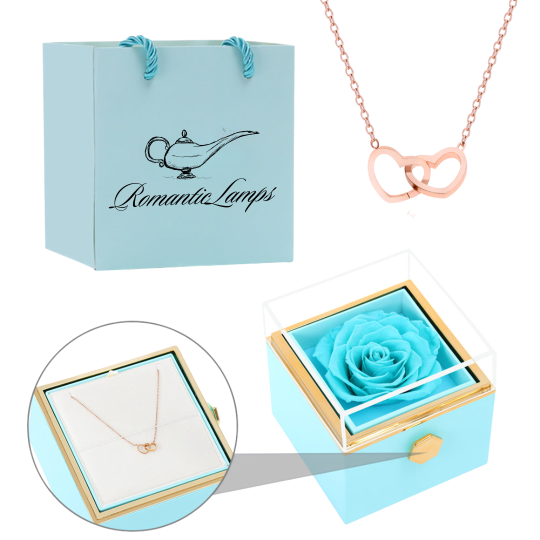 ETERNAL ROSE BOX - W/ENGRAVED NECKLACE & REAL ROSE.