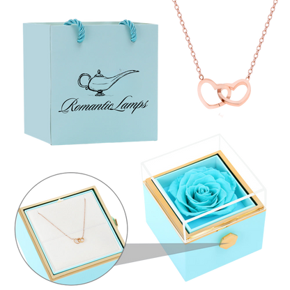 ETERNAL ROSE BOX - W/ENGRAVED NECKLACE & REAL ROSE.