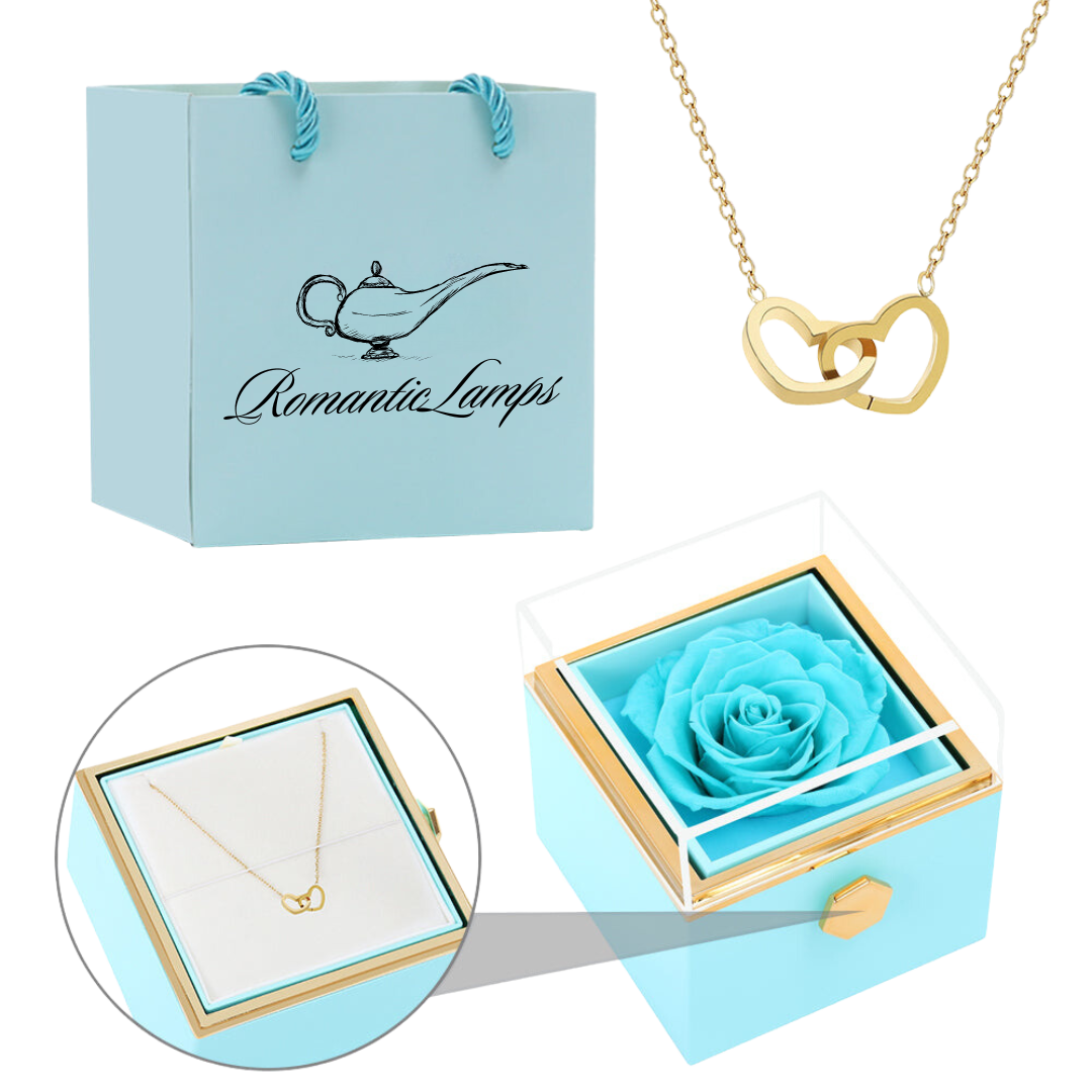 ETERNAL ROSE BOX - W/ENGRAVED NECKLACE & REAL ROSE.