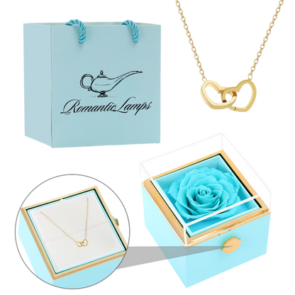 ETERNAL ROSE BOX - W/ENGRAVED NECKLACE & REAL ROSE.