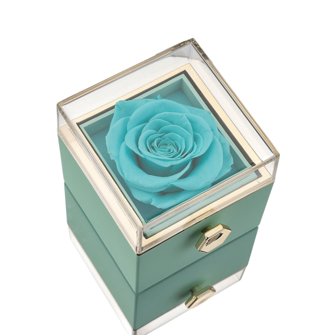 ETERNAL ROSE BOX - W/ENGRAVED NECKLACE & REAL ROSE.