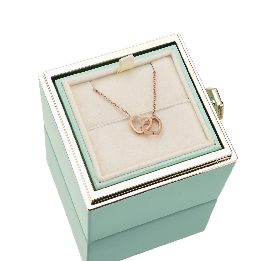 ETERNAL ROSE BOX - W/ENGRAVED NECKLACE & REAL ROSE.