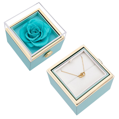 ETERNAL ROSE BOX - W/ENGRAVED NECKLACE & REAL ROSE.