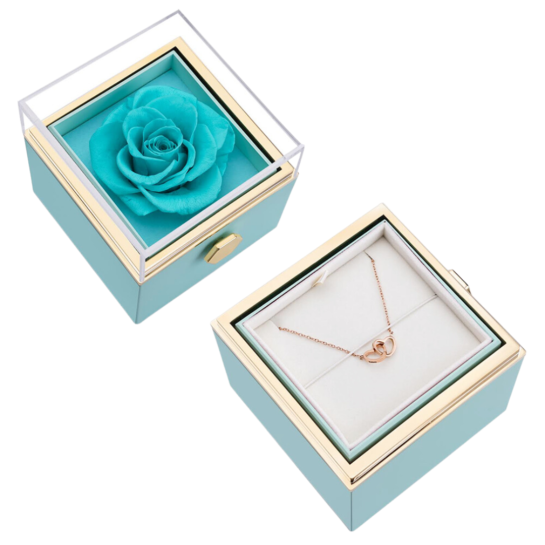 ETERNAL ROSE BOX - W/ENGRAVED NECKLACE & REAL ROSE.