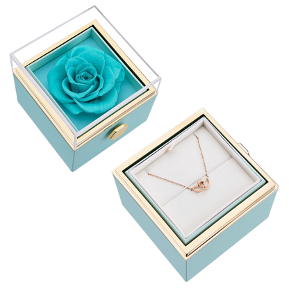 ETERNAL ROSE BOX - W/ENGRAVED NECKLACE & REAL ROSE.