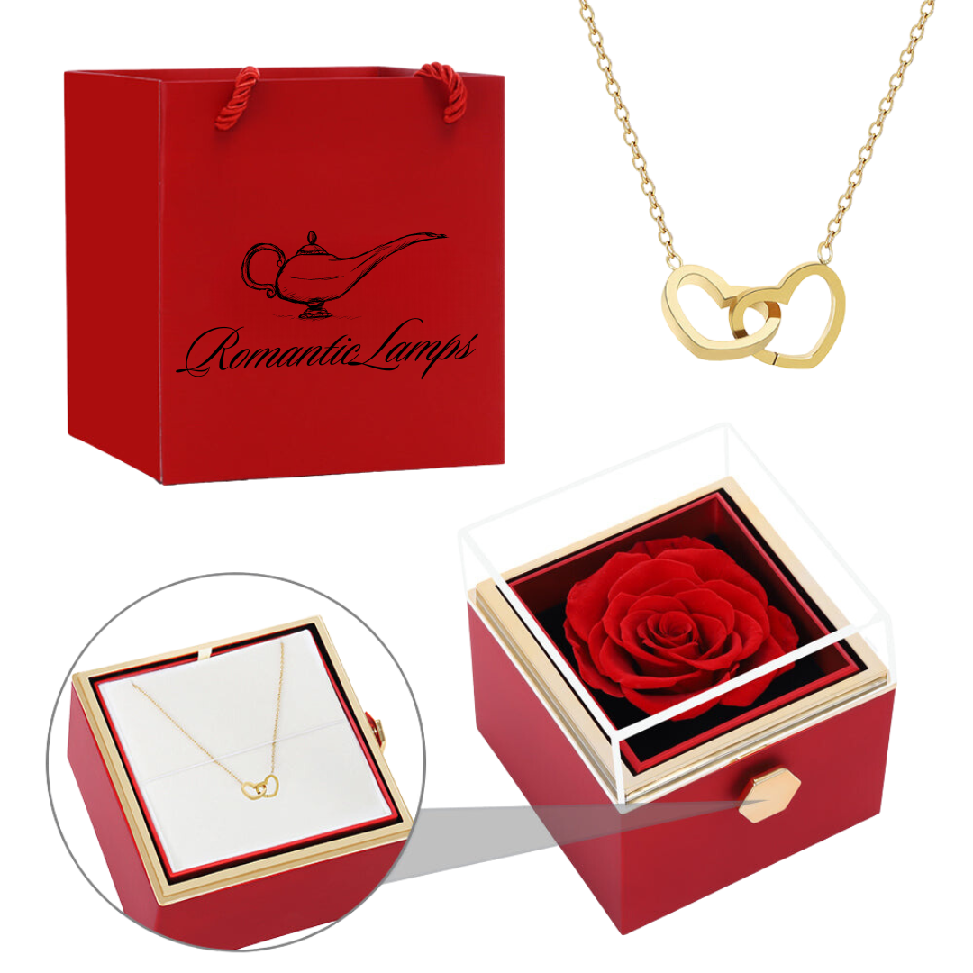 ETERNAL ROSE BOX - W/ENGRAVED NECKLACE & REAL ROSE.