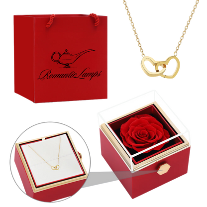 ETERNAL ROSE BOX - W/ENGRAVED NECKLACE & REAL ROSE.