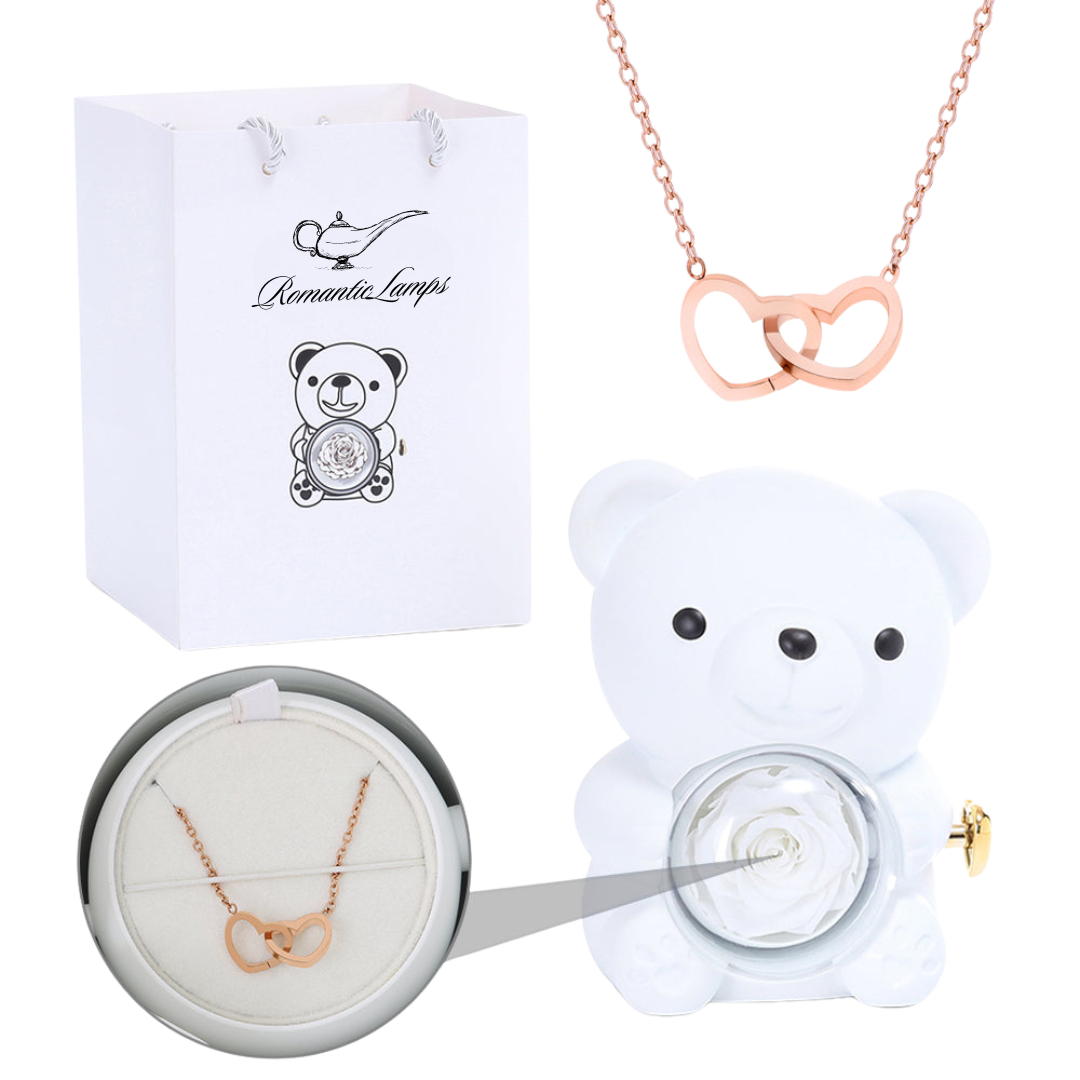 Eternal Rose Bear W/Engraved Necklace