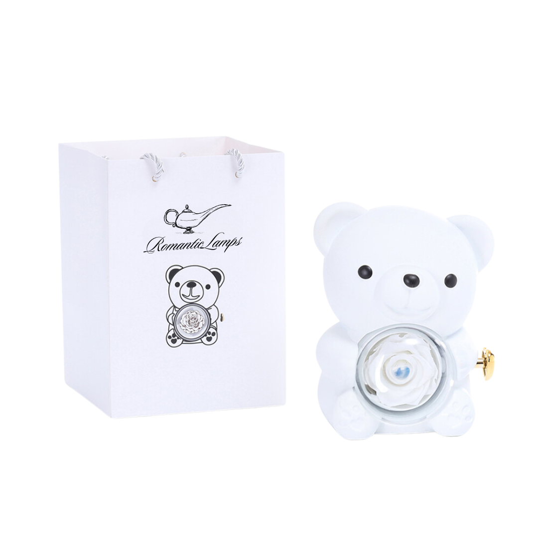 Eternal Rose Bear W/Engraved Necklace