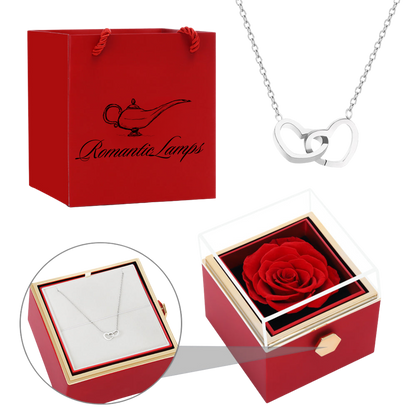 ETERNAL ROSE BOX - W/ENGRAVED NECKLACE & REAL ROSE.