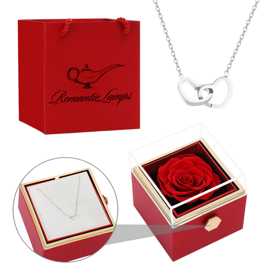 ETERNAL ROSE BOX - W/ENGRAVED NECKLACE & REAL ROSE.