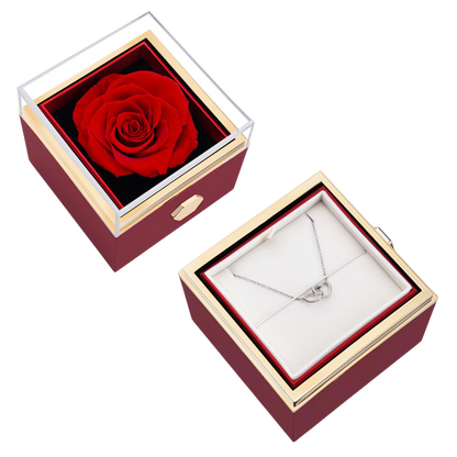 ETERNAL ROSE BOX - W/ENGRAVED NECKLACE & REAL ROSE.