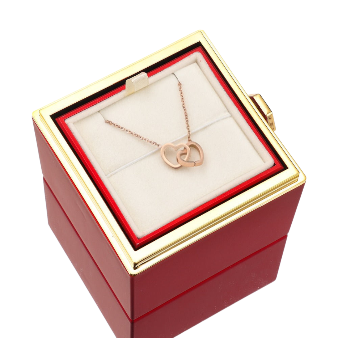 ETERNAL ROSE BOX - W/ENGRAVED NECKLACE & REAL ROSE.