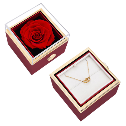 ETERNAL ROSE BOX - W/ENGRAVED NECKLACE & REAL ROSE.